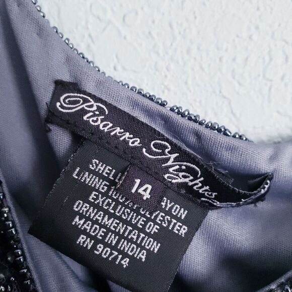 Pisaro Nights Smoke Gray Beaded Mesh Dress - Picture 8 of 10